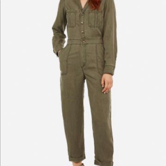 Express Green Utility Jumpsuit Size XS - Picture 1 of 6